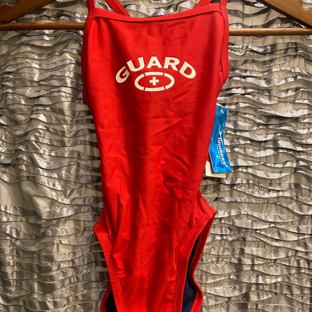 New Adoretex Red Swimwear Lifeguard spandex suit size 24 in women.
